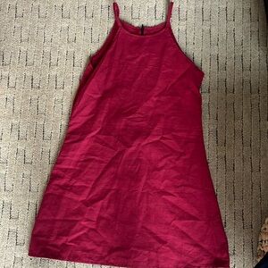 High neck canvas red dress